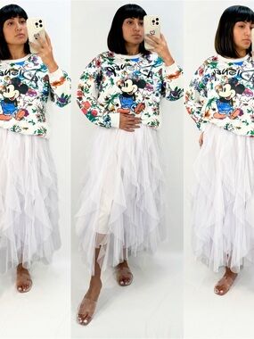 Mickey Mouse sweatshirt + skirt + jelly slides + Mickey mouse tote bag